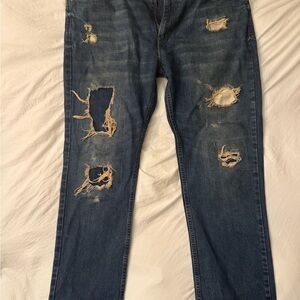 Levi's Relaxed Fit Distressed Dark Blue Jeans